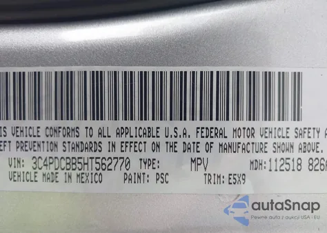 2017 Dodge Journey Sxt z USA, uszkodzony, nr VIN 3C4PDCBB5HT562770